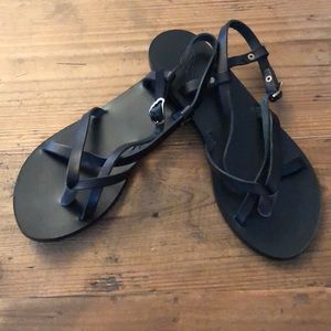 Ancient Greek Sandals - black leather!